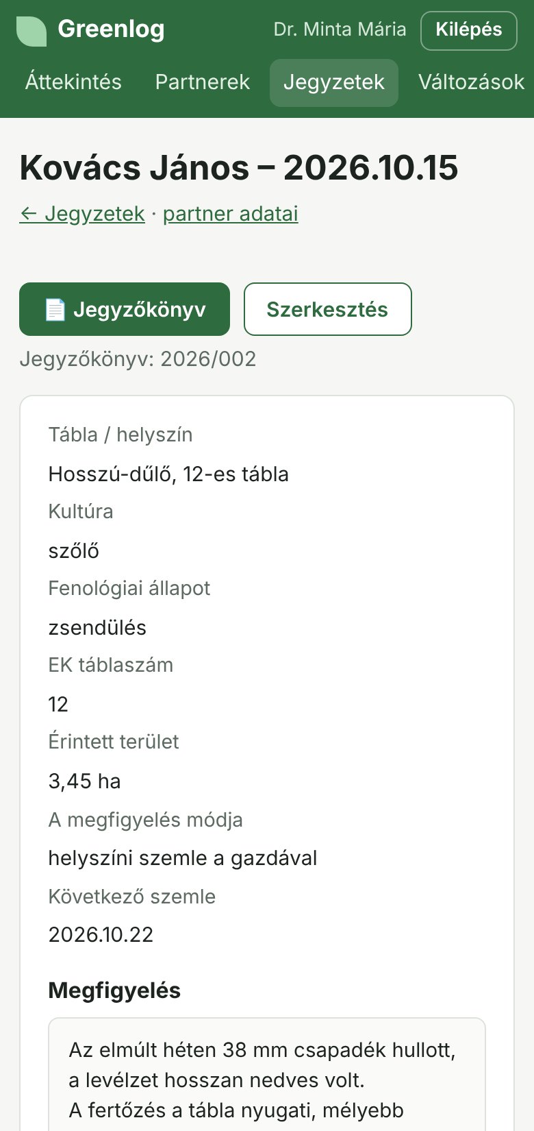 Egy jegyzet telefonon